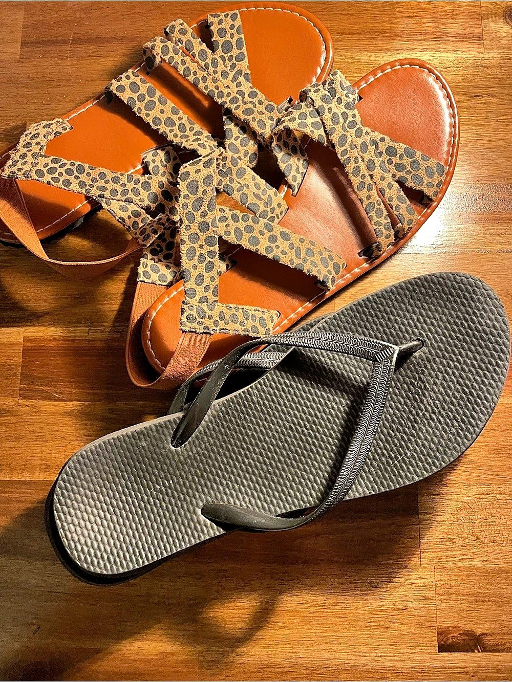 Women's Animal Print & Black Sandals